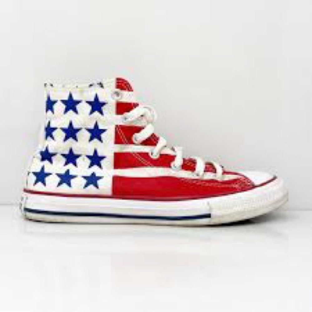 Converse American flag hightop sneakers‎ red white & blue size 5 youth